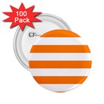 Horizontal Stripes - White and Orange 2.25  Button (100 pack)
