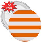Horizontal Stripes - White and Orange 3  Button (100 pack)