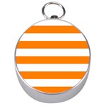Horizontal Stripes - White and Orange Silver Compass
