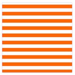 Horizontal Stripes - White and Safety Orange Large Satin Scarf (Square)