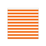 Horizontal Stripes - White and Safety Orange Satin Bandana Scarf