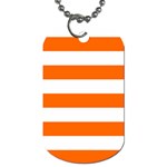 Horizontal Stripes - White and Safety Orange Dog Tag (One Side)