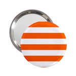 Horizontal Stripes - White and Safety Orange 2.25  Handbag Mirror