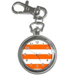 Horizontal Stripes - White and Safety Orange Key Chain Watch