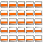 Horizontal Stripes - White and Safety Orange 9mm Italian Charm (25 pack)
