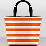 Horizontal Stripes - White and Safety Orange Bucket Bag
