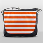 Horizontal Stripes - White and Safety Orange Messenger Bag