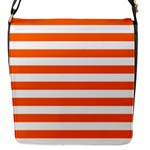 Horizontal Stripes - White and Safety Orange Flap Closure Messenger Bag (S)
