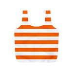 Horizontal Stripes - White and Safety Orange Full Print Recycle Bag (S)