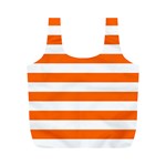 Horizontal Stripes - White and Safety Orange Full Print Recycle Bag (M)
