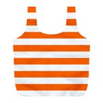 Horizontal Stripes - White and Safety Orange Full Print Recycle Bag (L)