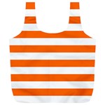 Horizontal Stripes - White and Safety Orange Full Print Recycle Bag (XL)