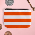 Horizontal Stripes - White and Safety Orange Mini Coin Purse