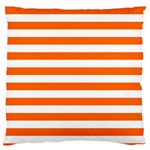 Horizontal Stripes - White and Safety Orange Large Cushion Case (Two Sides)