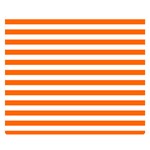 Horizontal Stripes - White and Safety Orange Double Sided Flano Blanket (Small)