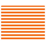 Horizontal Stripes - White and Safety Orange Double Sided Flano Blanket (Medium)
