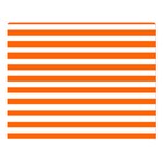 Horizontal Stripes - White and Safety Orange Double Sided Flano Blanket (Large)