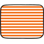 Horizontal Stripes - White and Safety Orange Double Sided Fleece Blanket (Mini)