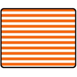 Horizontal Stripes - White and Safety Orange Fleece Blanket (Medium) (One Side)
