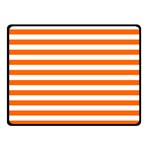 Horizontal Stripes - White and Safety Orange Fleece Blanket (Small) (One Side)