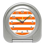 Horizontal Stripes - White and Safety Orange Desk Alarm Clock