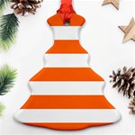 Horizontal Stripes - White and Safety Orange Christmas Tree Ornament (Two Sides)