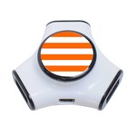 Horizontal Stripes - White and Safety Orange Portable USB Hub (One Side)