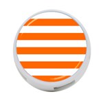 Horizontal Stripes - White and Safety Orange 4-Port USB Hub (One Side)