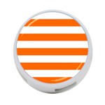Horizontal Stripes - White and Safety Orange 4-Port USB Hub (Two Sides)