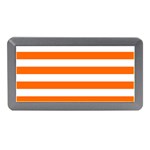 Horizontal Stripes - White and Safety Orange Memory Card Reader (Mini)