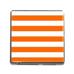 Horizontal Stripes - White and Safety Orange Memory Card Reader (Square)