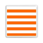 Horizontal Stripes - White and Safety Orange Memory Card Reader with Storage (Square)