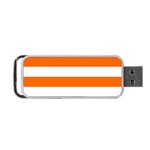 Horizontal Stripes - White and Safety Orange Portable USB Flash (One Side)