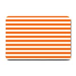 Horizontal Stripes - White and Safety Orange Small Doormat