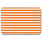 Horizontal Stripes - White and Safety Orange Large Doormat