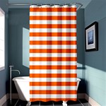 Horizontal Stripes - White and Safety Orange Shower Curtain 36  x 72  (Stall)