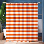 Horizontal Stripes - White and Safety Orange Shower Curtain 60  x 72  (Medium)