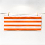 Horizontal Stripes - White and Safety Orange Hand Towel