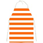Horizontal Stripes - White and Safety Orange Full Print Apron