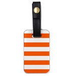 Horizontal Stripes - White and Safety Orange Luggage Tag (One Side)