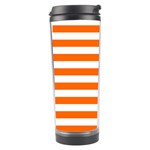 Horizontal Stripes - White and Safety Orange Travel Tumbler