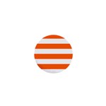 Horizontal Stripes - White and Safety Orange 1  Mini Button
