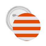 Horizontal Stripes - White and Safety Orange 2.25  Button