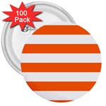 Horizontal Stripes - White and Safety Orange 3  Button (100 pack)