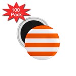 Horizontal Stripes - White and Safety Orange 1.75  Magnet (100 pack)