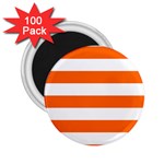 Horizontal Stripes - White and Safety Orange 2.25  Magnet (100 pack)