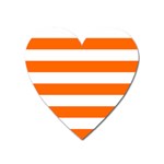 Horizontal Stripes - White and Safety Orange Magnet (Heart)