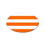 Horizontal Stripes - White and Safety Orange Sticker Oval (10 pack)
