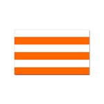 Horizontal Stripes - White and Safety Orange Sticker Rectangular (10 pack)