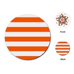 Horizontal Stripes - White and Safety Orange Playing Cards (Round)